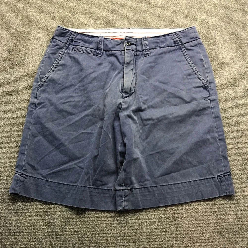 Polo Ralph Lauren Mens Navy Blue Chino Shorts Size 33 Flat Front Cotton Twill